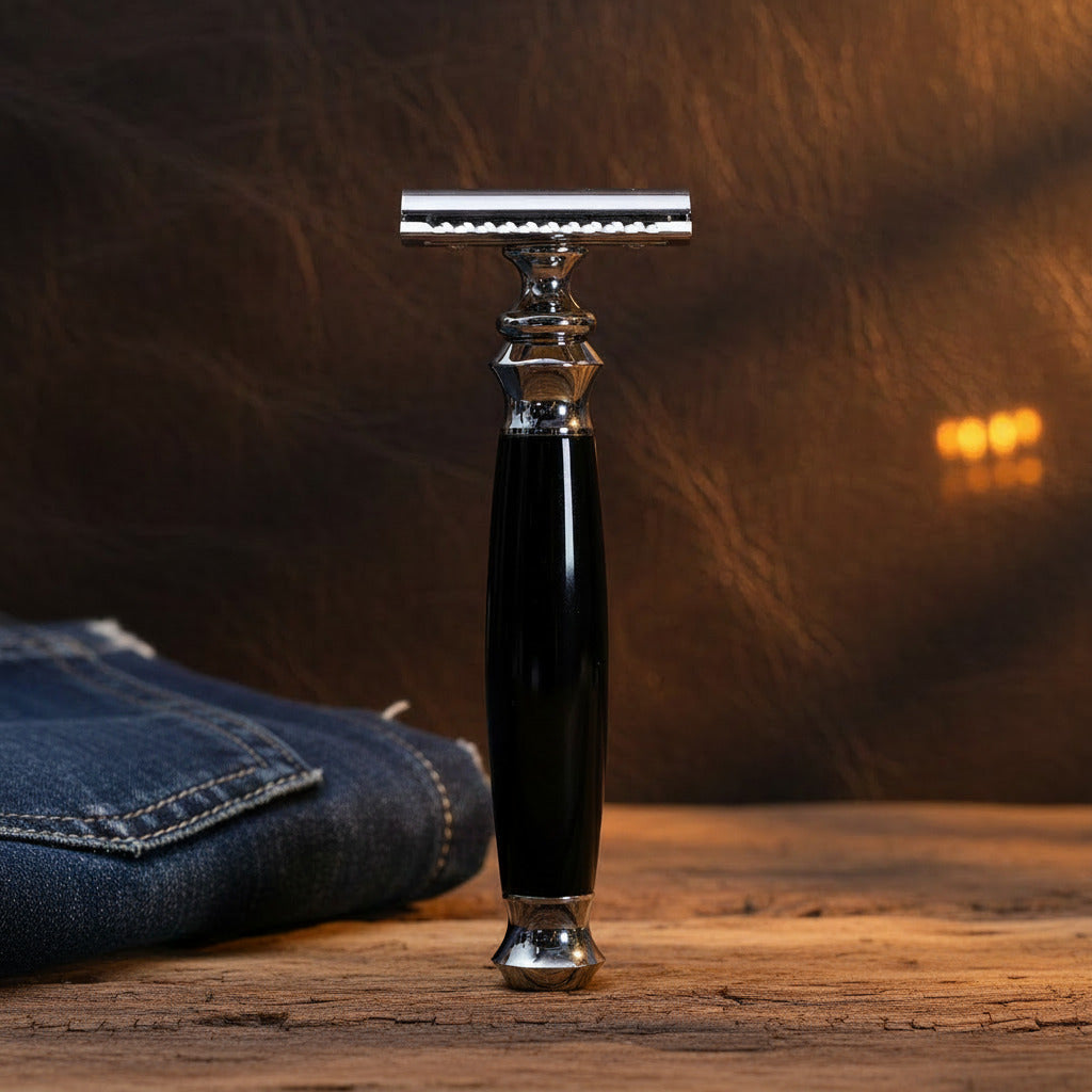 Barber Double Edges Safety Razor for Men - 10 Original Blades Included Body Hair Removal Shaving Machine Grooming Tool