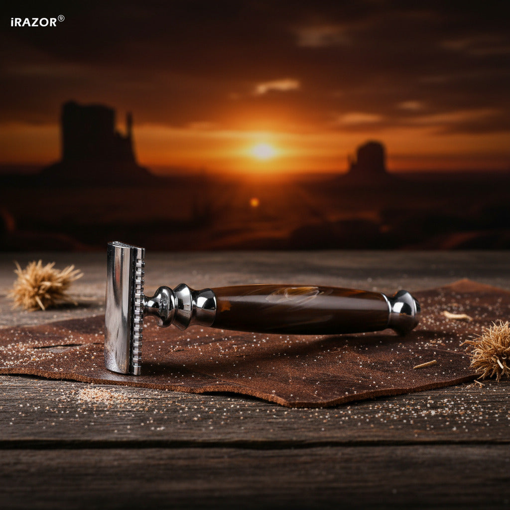 Classic Double Edged Safety Razor for Men with 10 Premium Blades and Ergonomic Acrylic Resin Handle Shaving Tool Gift Set