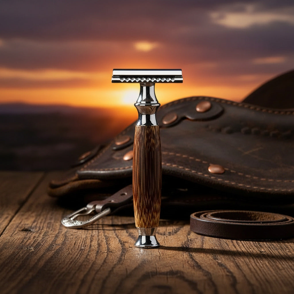 Men Shaver Double Edged Safety Razor Long Natural Bamboo Handle Shave with 10Pcs Blade 40#1015