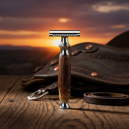Men Shaver Double Edged Safety Razor Long Natural Bamboo Handle Shave with 10Pcs Blade 40#1015