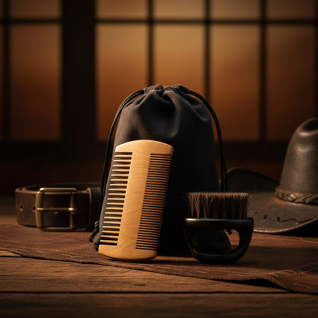 Professional Soft Boar Bristle Wood Beard Shaving Brush Men Mustache Comb Kit with Gift Bag Hairdresser Brush Hair Combs