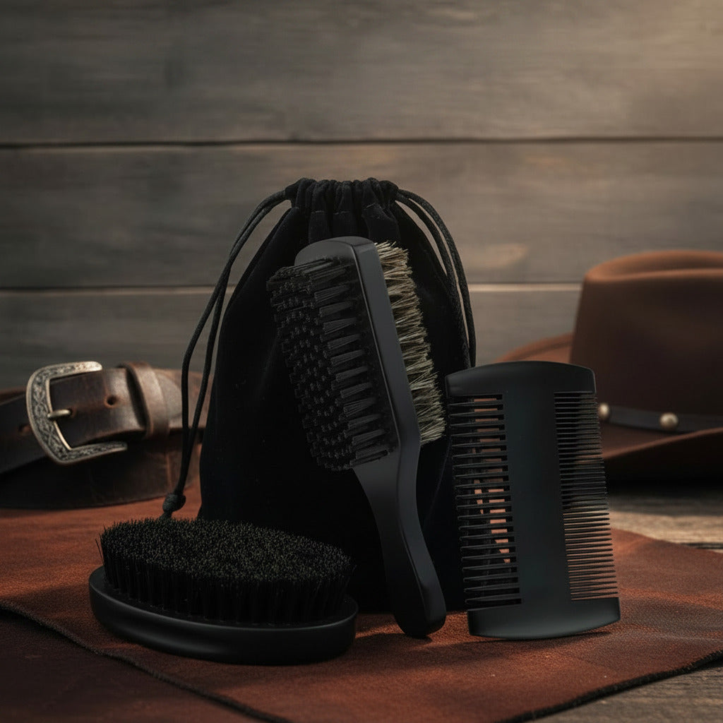 2/3PCS Set Professional Double-Sided Beard Clean Brush Mustache Wide Tooth Comb Men Beard Care Accessories Tools with Gift Bag