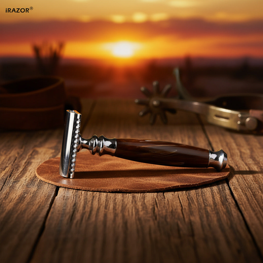 Classic Double Edged Safety Razor for Men with 10 Premium Blades and Ergonomic Acrylic Resin Handle Shaving Tool Gift Set