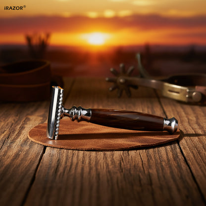 Classic Double Edged Safety Razor for Men with 10 Premium Blades and Ergonomic Acrylic Resin Handle Shaving Tool Gift Set