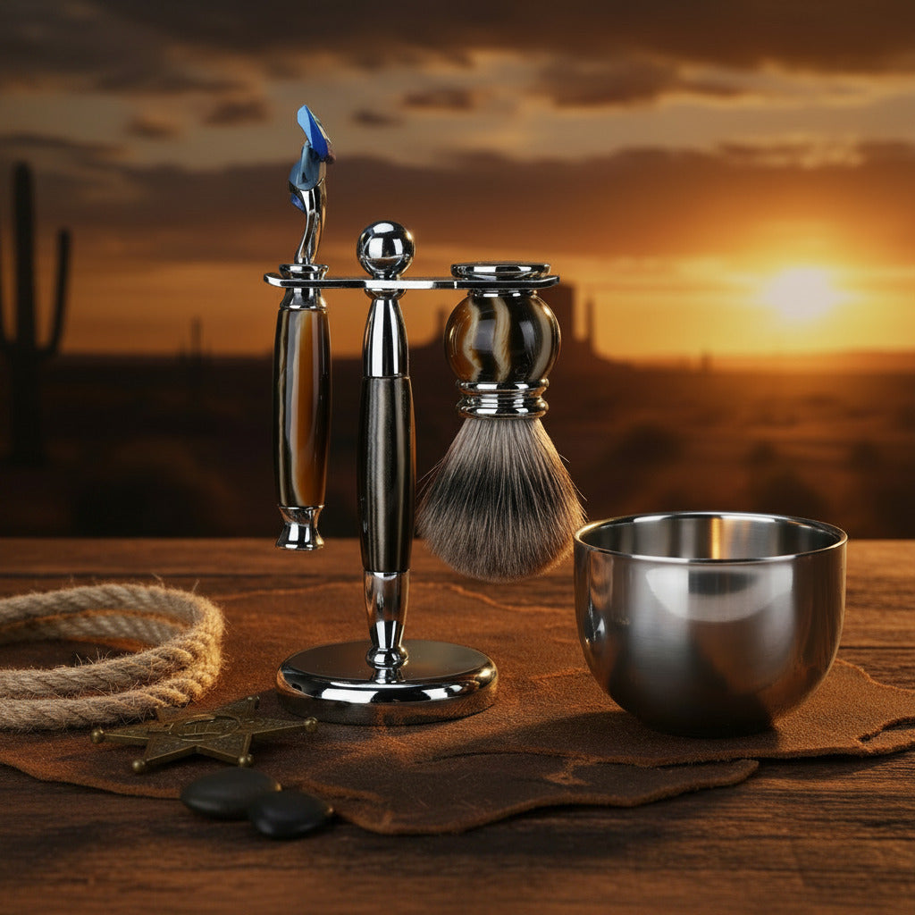 Luxury 5-Blade F5 Fusion Razor Shaving Kit for Men with Resin Handle Silvertip Badger Hair Brush Bowl Grooming Tool Gift