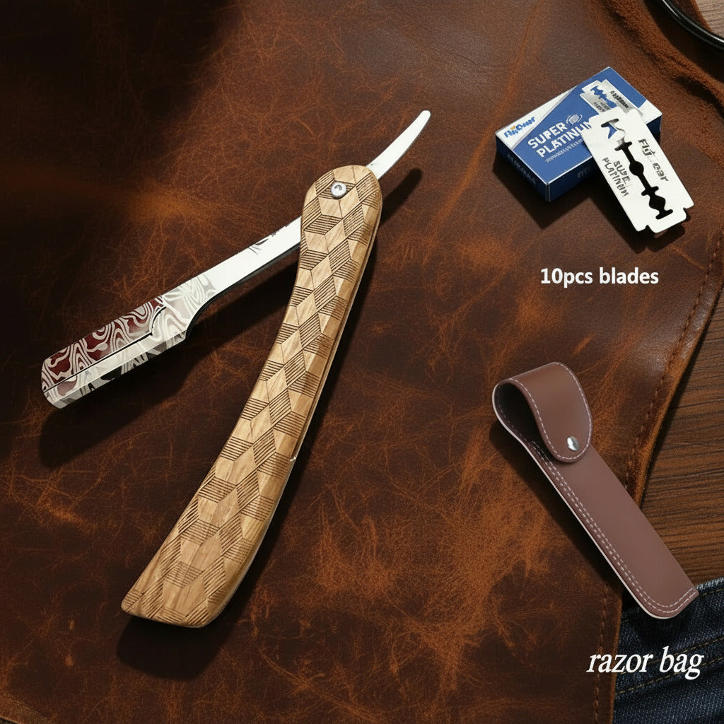 Wooden Handle Blade Shaving Razors Professional Barber Folding Shaver Razor Men'S Replaceable Blade Shaving Razor Men Gift