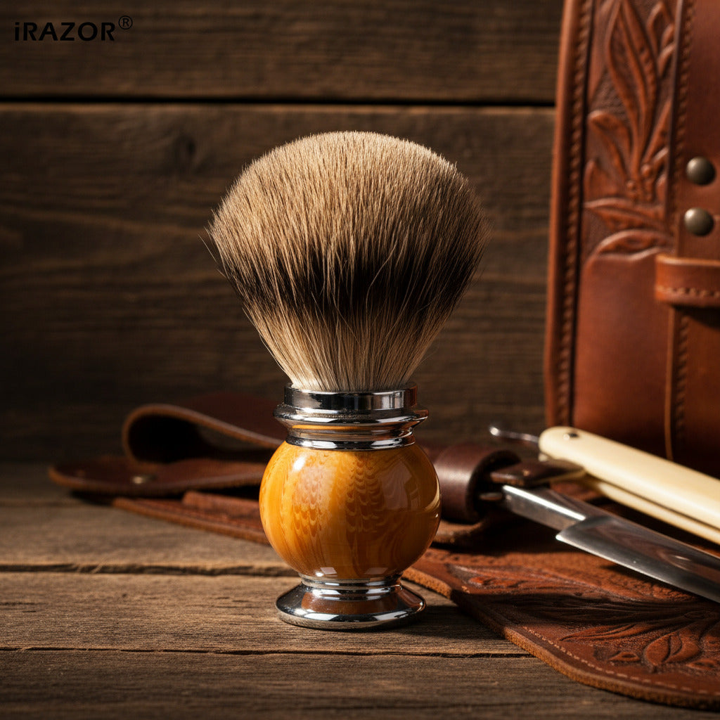 Irazor Silvertip Badger Hair Shaving Brushes for Men with Resin Handle Barber Salon Facial Beard Cleaning Shave Tool
