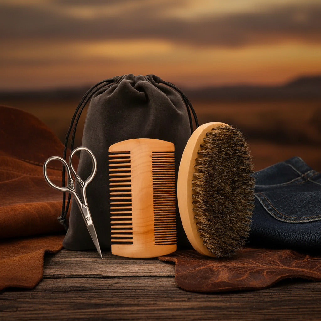 Professional Soft Boar Bristle Wood Beard Shaving Brush Men Mustache Comb Kit with Gift Bag Hairdresser Brush Hair Combs