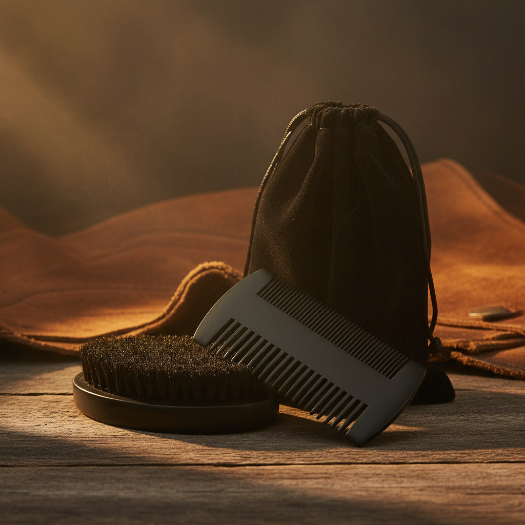 2/3PCS Set Professional Double-Sided Beard Clean Brush Mustache Wide Tooth Comb Men Beard Care Accessories Tools with Gift Bag